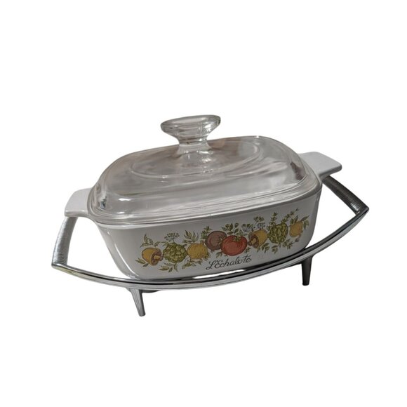 Vintage Corning Ware Spice of Life L’Echalote A-1-B 1Qt Dish Lid Metal Trivet - Picture 1 of 16